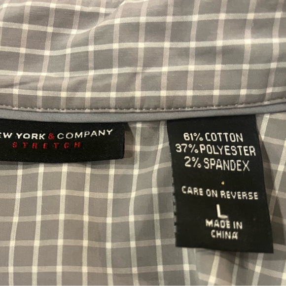 New York & Company Gray and White 3/4 Sleeve Button Down Shirt - Picture 6 of 6